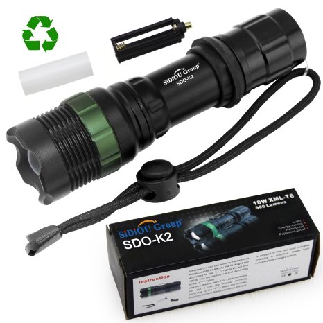 Super Bright Cree Q5 LED Flashlight torch 900 Lumens 7W Zoomable Torch