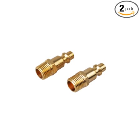PowRyte Basic 1/4-Inch Industrial Solid Brass Quick Coupler Plug Set - 1/4-Inch NPT Male Thread, 2-Pack