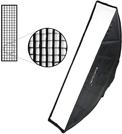Fotodiox Pro 12x56in (30x140cm) Strip Softbox Kit - Standard Softbox with Eggracte Grid and On Camera Flash Speedring