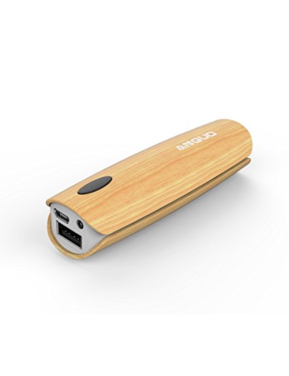 Power Bank，Anguo 3000mAh Ultra Compact Power Bank Portable Charger External Battery Charger for iPhone7 Plus 6s 6 Plus, iPad, Samsung Galaxy, Nexus, HTC and More - Wood Grain