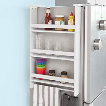 Haotian FRG150-W, Refrigerator Side Storage Rack for Kitchen Storage Wrap Rack Organizer,3 Tiers Kitchen Shelf Spice Rack Kitchen Cabinet, White