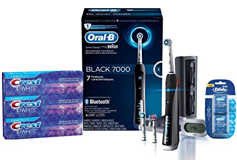 Oral-B 7000 SmartSeries Power Rechargeable Electric Toothbrush with Bluetooth Connectivity, Black, Powered by Braun