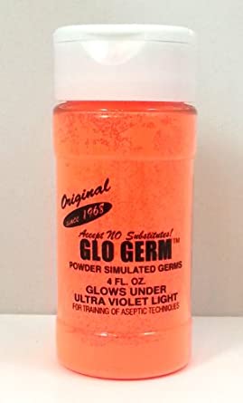 Orange Glo Germ Powder 1.9 ounce Simulates Germs Teach Hygiene Safety
