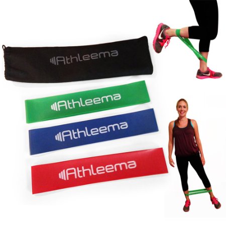Highest Quality Athleema Set of 3 Loop Bands Light Medium Heavy 10 X 2 the Best Exercise Loop Resistance Bands for Any Workout Great for Home Gyms Yoga Pilates Physical Therapy 100 Natural Latex