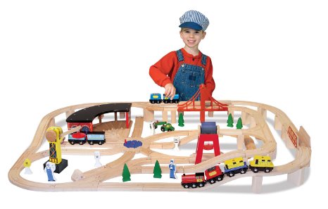 Melissa and Doug Deluxe Wooden Railway Set