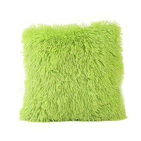 Foutou Winter Furry Velvet Solid Cushion Cover 18x18 (Green)