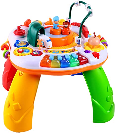 Musical Railway Learning Table Toys of Ohuhu, Multi-Function Educational Game Activity Table, Discover & Play Piano Keyboard Learning Toys for Baby Infant Toddlers Kids 10 Month Years Old and Up