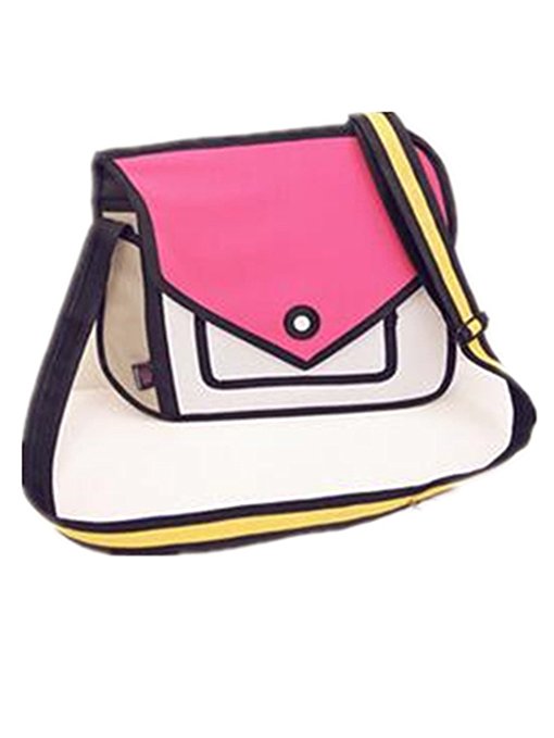Genius_Baby 3D Style 2D Drawing Cartoon Handbag Shoulder Canvas Messenger Bag Bow Handbags