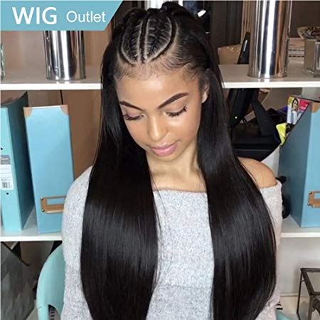 Allrun Hair Brazilian Straight Human Hair Wigs 4×4 Lace Front Wig 150% Density Virgin Hair Lace Frontal Wigs for Black Women Natural Color(18inch)