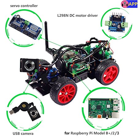 Smart Video Car Kit for Raspberry Pi with Android App Compatible with RPi 3 Model B  B 2B (Pi Not Included)