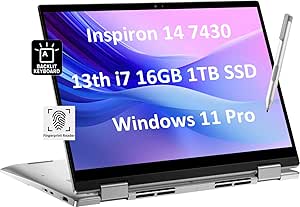 Dell Inspiron 14 7430 2-in-1 Business Laptop (14" FHD  Touchscreen, Intel 10-Core i7-1355U, 16GB LPDDR5 RAM, 1TB SSD, Active Stylus) Backlit, FP, FHD Webcam, 2024 Inspiron 7000, Win 11 Pro, Silver