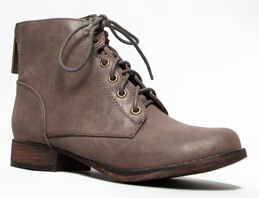 Breckelle Georgia-43, Cute Lace Up W/Zipper Angkle Height Riding/Combat Boot - ON SALE