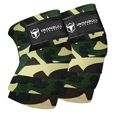 Knee Wraps (1 Pair) - 80" Elastic Knee and Elbow Support & Compression - For Weightlifting, Powerlifting, Fitness, WODs & Gym Workout - Knee Straps for Squats (Camo/Green)