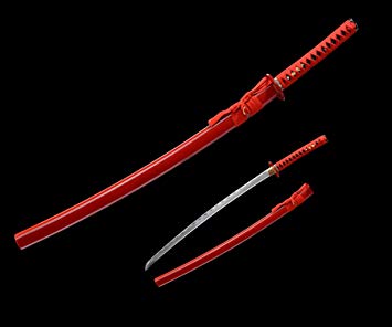 Mastergoswords 41'' Real Samurai Sword Sharp Blade Battle Ready Katana Handmade Japanese Sword with Blue/Red Scarbard