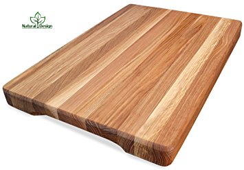 Cutting Board 18 x 12 Chopping Block Wood: Maple & Oak Hardwood Extra Thick Appetizer Serving Platter Durable & Resistant