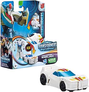 Transformers Toys EarthSpark 1-Step Flip Changer Wheeljack 4-Inch Action Figure, Robot Toys for Ages 6 and Up