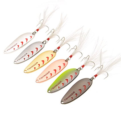 FishingSir [CLEARANCE] Casting Metal Spoons Artificial Spinner Bait Hard Fishing Lures Assortment for Bass Trout Carp Salmon Panfish Freshwater Salterwater