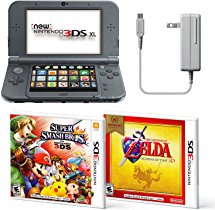 Black Nintendo 3DS XL Bundle Nintendo, AC Adapter, and Two Full Games 3D Mode (Ages 7  Years)