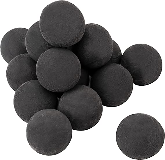 Skyflame Ceramic Fire Balls, Set of 15 Round Fire Stones Set for Indoor and Outdoor Fire Pits or Fireplaces Accessory, 3 Inch, Black