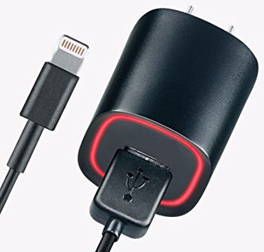 Apple iPhone 7 7 Plus 6 6S 6  6S  SE 5 5S 5c New Fast Lightning Rapid Travel Wall Home Charger Durable Dependable 5 Foot 8 Pin Cable 5v / 2.1 Amp - Red LED MFI Ceritified
