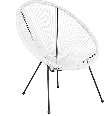 Flash Furniture Valencia Oval Comfort Series Take Ten White Rattan Lounge Chair