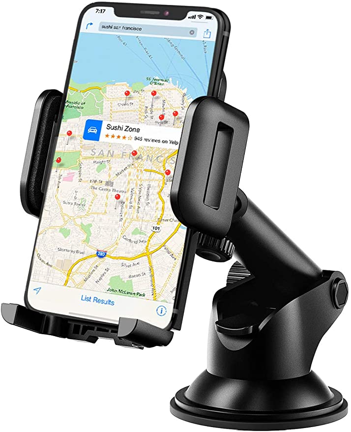 Mpow Dashboard Car Phone Mount, One-Touch Design Washable Strong Suction Cup Windshield Car Phone Holder Compatible with iPhone 11 Pro Max/XS Max/XR/X/8/7/6 Plus Etc