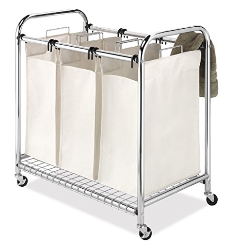 Whitmor  Deluxe Chrome Triple Laundry Sorter, Tan