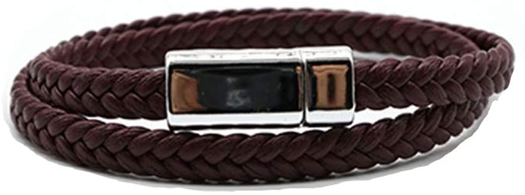 Bracelets for Men Leather Braided Mens Bracelet with Stainless Steel Magnetic Closure Mens Leather Bracelets (Style B-Brown)