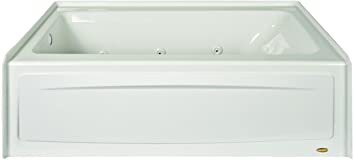 Jacuzzi J1S6032WRL1XXW 60" x 32" Signature Three-Wall Alcove Whirlpool Bathtub with 6 Jets, Air Controls, Tiling Flange, Skirt, Right Drain, and Left Pump