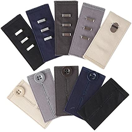 Home-X Easy Fit Hooks & Buttons for Slacks, Waistband Extenders to Give You a More Relaxed Feel, 5 Color Set (1/2" - 2" Extension)