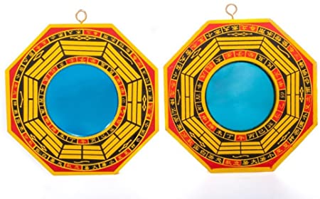 DMtse 4 Inch Bagua Mirror Set of 2 for Protection; One Concave Mirror for Protection Against Passive Negative Energy & One Convex Mirror for Protection Against Active Harmful Energy