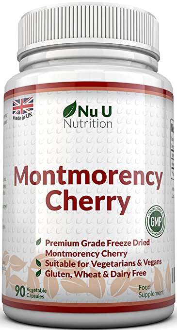 Montmorency Cherry Capsules, 90 Capsules, Not Extract, Freeze Dried Montmorency Cherry With No Fillers or Binders by Nu U Nutrition