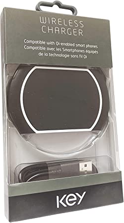 Key Qi Wireless Charger Charging Pad (5V/1A) - Black/Clear