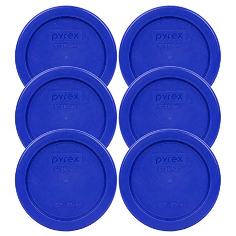 Pyrex 7202-PC Round 1 Cup Storage Lid for Glass Bowls (6, Cobalt Blue)