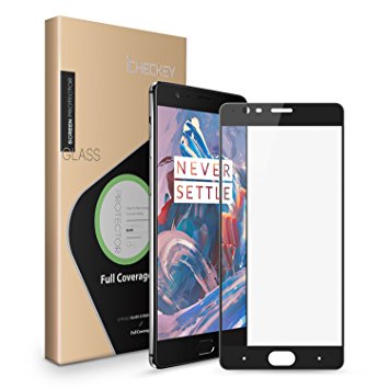 (2 Pack)OnePlus 3 Screen Protector, Icheckey Full Coverage Tempered Glass Screen Protector for OnePlus 3(Black)