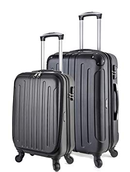 TravelCross Victoria Luggage Lightweight Spinner Set (Black, 20" / 24")