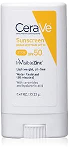 CeraVe Sunscreen stick spf 50 | 0.47 ounce | mineral sunscreen for kids & adults | fragrance free, 0.47 Ounce