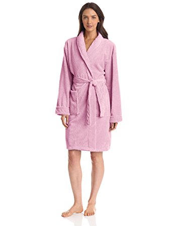 Seven Apparel Hotel Spa Collection Popcorn Jacquard Bath Robe, Pink