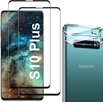 [2 2 Pack] Protector for Samsung Galaxy S10 Plus, 9H Tempered Glass,Ultrasonic Fingerprint Compatible,3D Curved, HD Clear, Case Friendly Bubble-Free for Galaxy S10 Plus Screen Protector