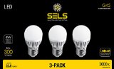 SELS G16 Led Light Bulb 4 Watts 300 Lumens E26 Standard Base 25 Watt Incandescent bulb Equivalent 3000K Soft White