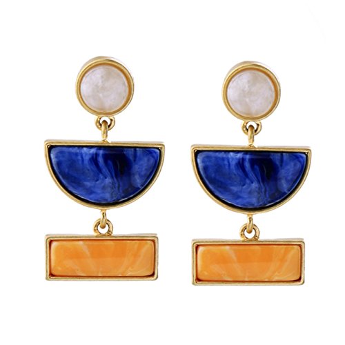 Fit&Wit Three Color Resin Statement Pendant Luxury Party Chunky Earrings Stud