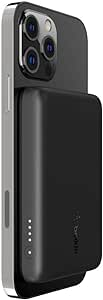 Belkin Batteria esterna wireless magnetica 2500 mAh, caricabatteria portatile con MagSafe per iPhone 15, 14, mini power bank compatta per una ricarica rapida, cavo da USB-C a USB-C incluso – Nero