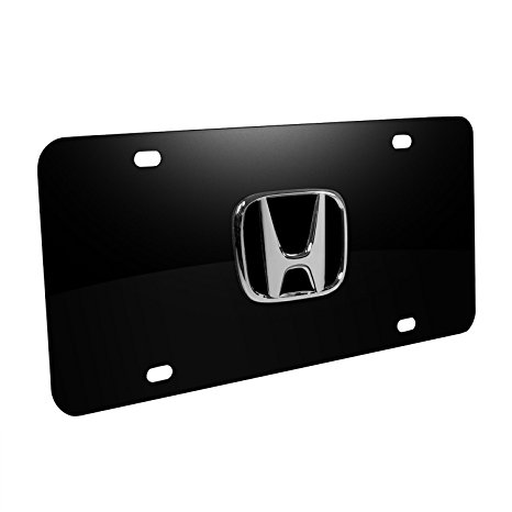 Honda 3D Logo Black Metal License Plate, Lifetime Warranty