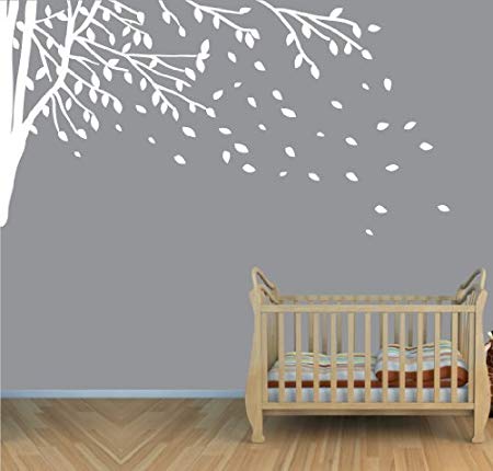 Childrens Wall Decals, Vinyl White Tree Wall Decal, Tree Branch Wall Decal