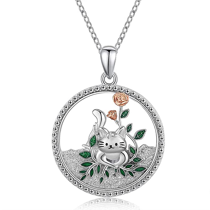 JUSTKIDSTOY Cat Necklace 925 Sterling Silver Cute Cat Pendant Necklace Pet Jewelry Gifts for Women Girl Animal Lover
