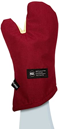 San Jamar KT0215 Cool Touch Flame Conventional High Heat Intermittent Flame Protection up to 900°F Oven Mitt, 15" Length, Red