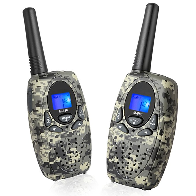 Two Way Radios Long Range, Topsung M880 FRS Walkie Talkie for Adults with Mic LCD Screen/Portable Wakie-Talkie with 22 Channel 3Mile for Children Camping Hiking Hunting Fishing (Camo 2 in 1)