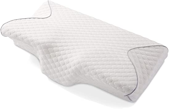 MARNUR Cervical Memory Foam Pillow Contoured Orthopedic Pillow Back Support Ergonomic Pillows for Neck and Shoulder Pain with 2 pcs Memory Foam to Adjust Hardness for Side/Back Stomach Sleepers