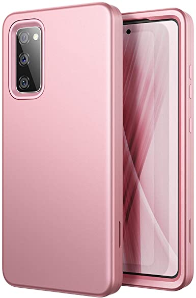 for Samsung Galaxy S20 FE 5G Case, WeLoveCase Cover 3 in 1 Full Body Heavy Duty Protection Hybrid Shockproof TPU Bumper Three Layer Protective Case for Samsung Galaxy S20 FE 6.5 inch Rose Gold