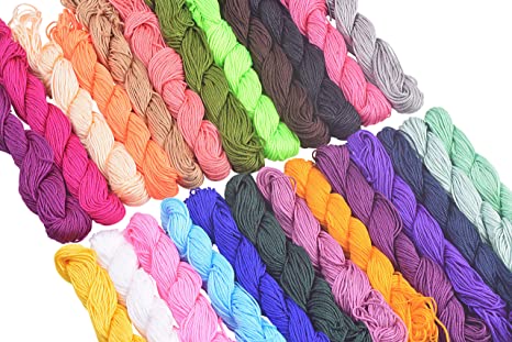 KONMAY Mixed 700 Yards 25 Colors 1.0mm Chinese Braided Nylon Cord/String for Beading,Macramé,Kumihimo,Jewelry Making, Sewing
